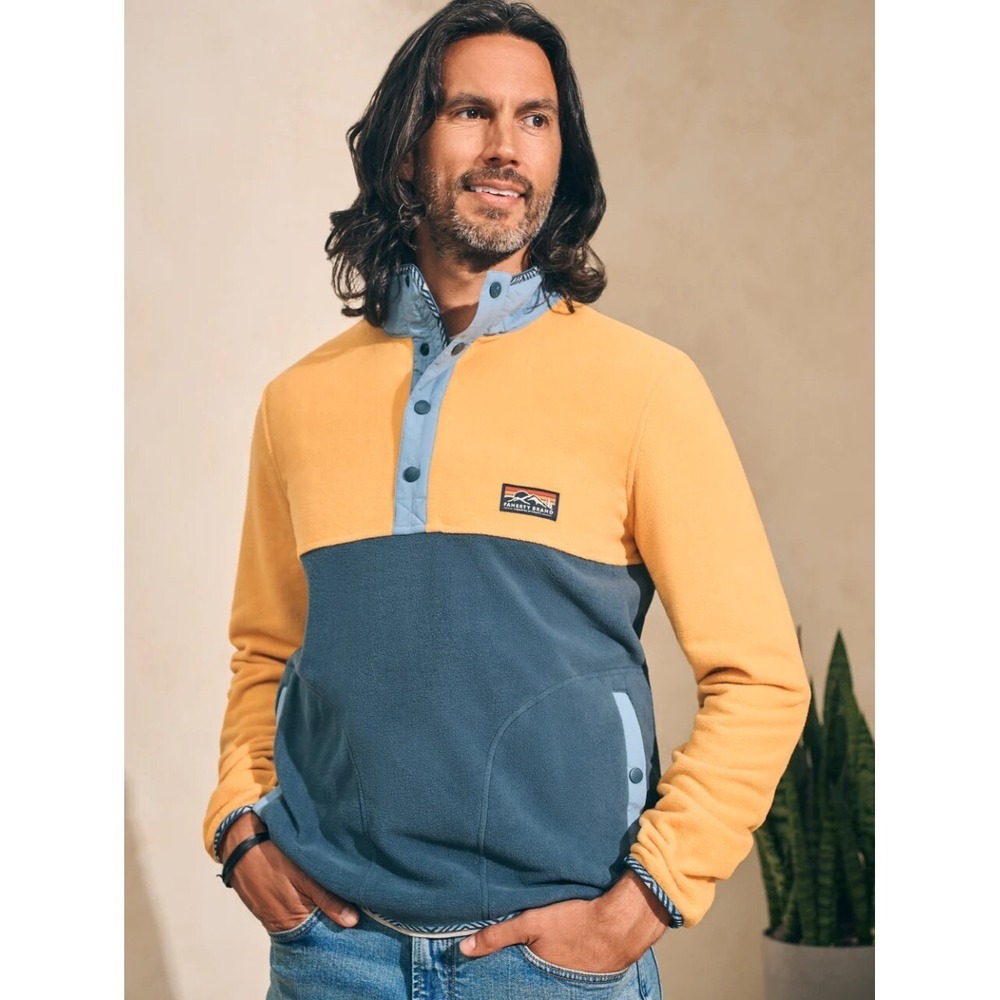 Faherty Low Pile Fleece Pullover Jacket Fall Sun Atlantic Men's Size Large NWT